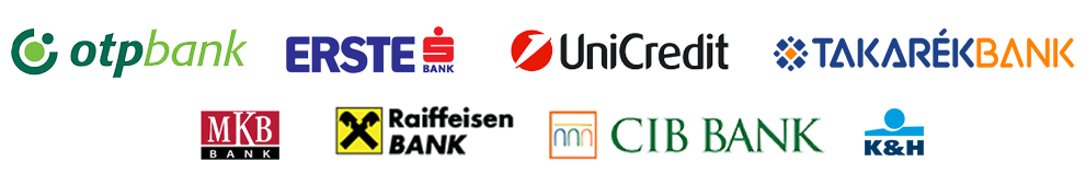 Partner bankok: OTP, Erste, UniCredit, Takarékbank, MKB, Raiffeisen, CIB, K&H